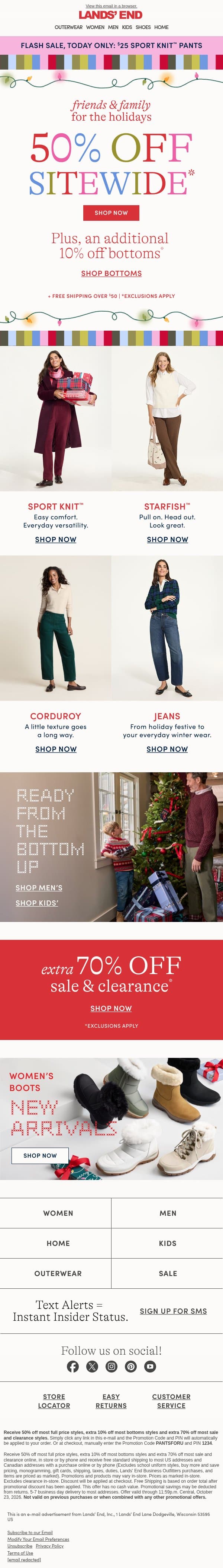 Start your outfit from the bottom with jeans, cords & more email from Lands' End screenshot