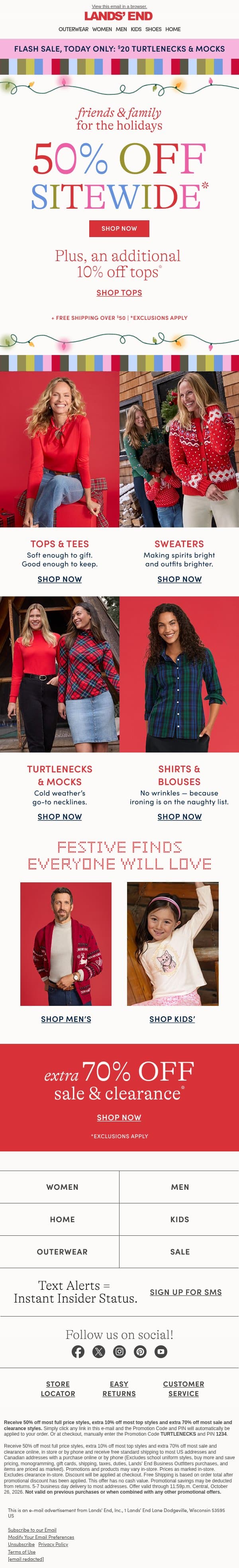 Holiday-ready tops to give and keep email from Lands' End screenshot