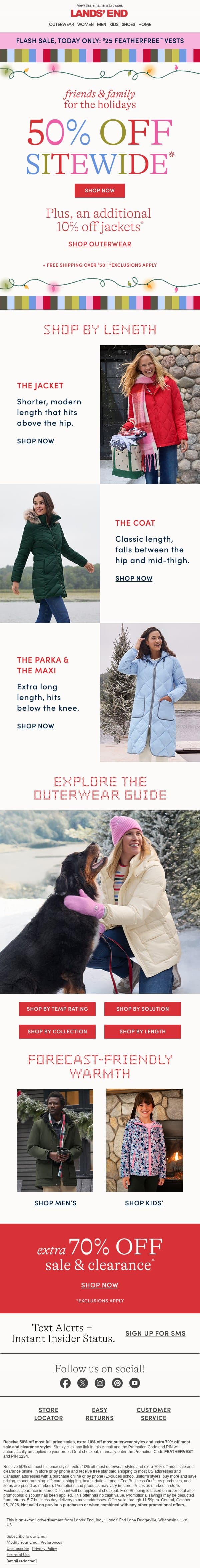 Jackets to maxi coats — find your just-right warmth email from Lands' End screenshot