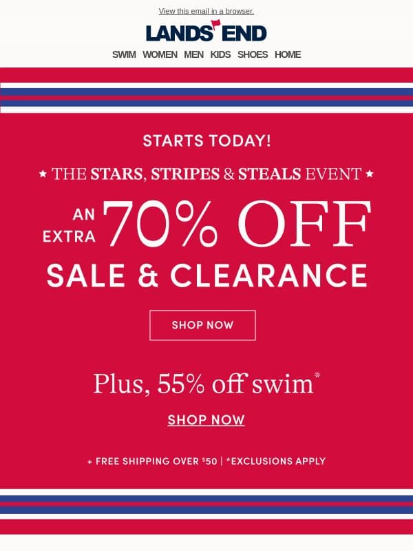 Tankinis in fresh prints: 55% off email from Lands' End