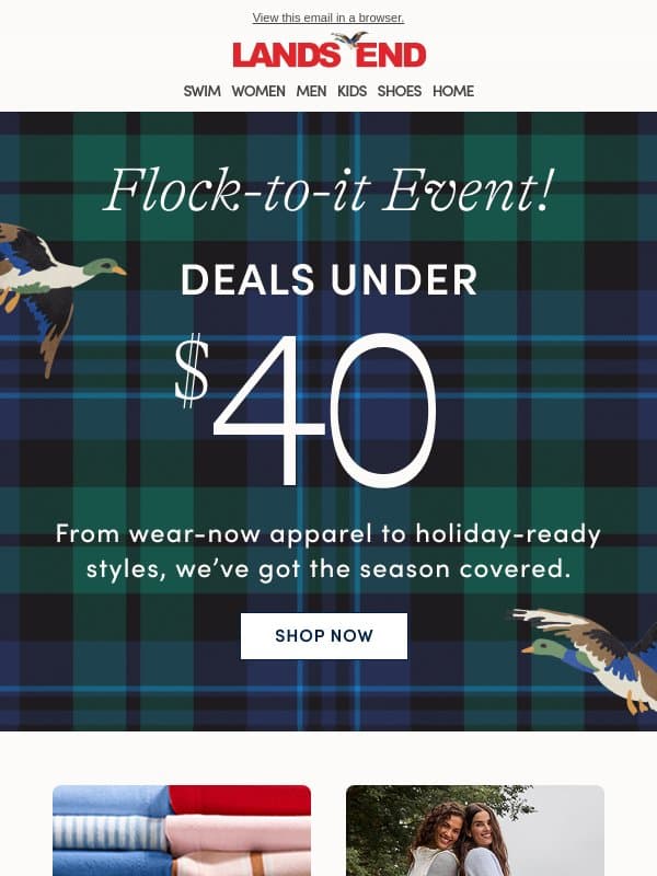 Get 50% off sitewide + shop tops from $17 email from Lands' End