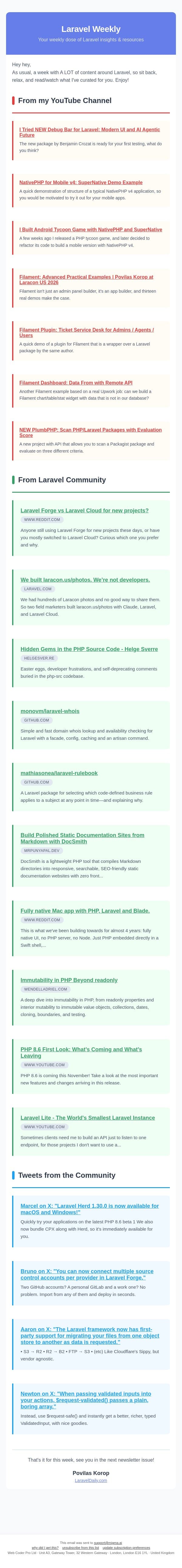 New Debugbar for Laravel and Mobile Apps with PHP email from Laravel Daily screenshot