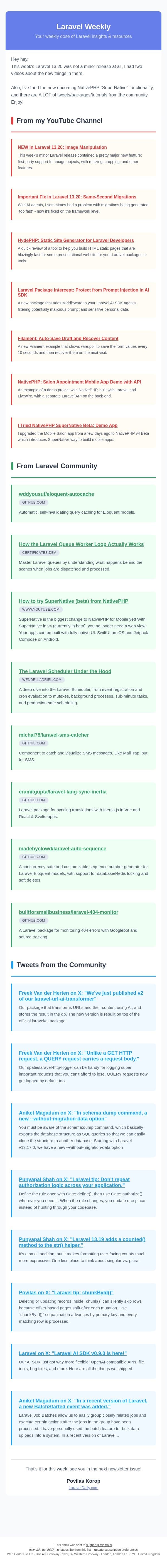 NEW: Laravel First-Party Image Manipulation email from Laravel Daily screenshot