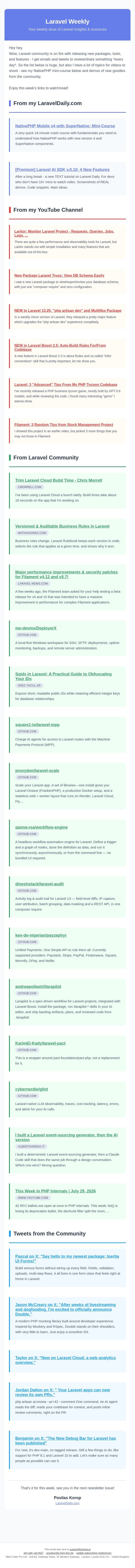 Many MANY New Laravel Packages email from Laravel Daily screenshot