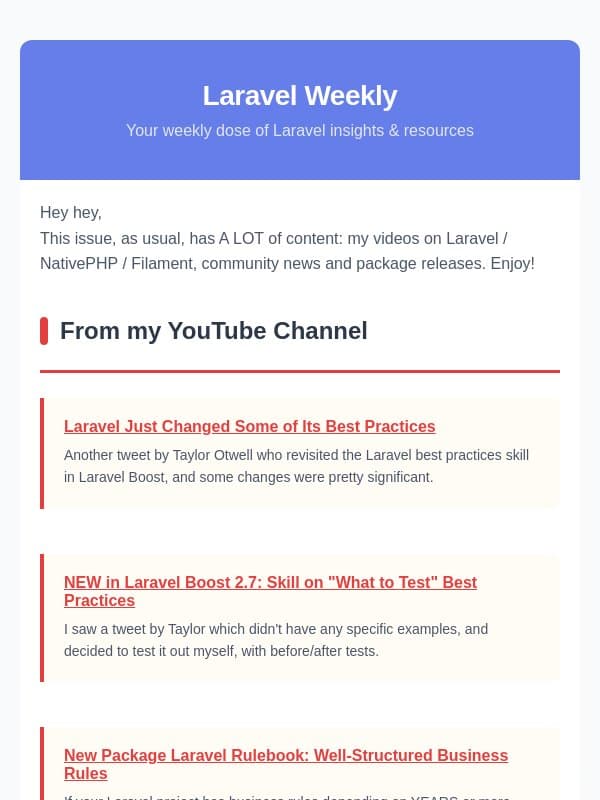 Laravel Just Changed Some of Its Best Practices? email from Laravel Daily