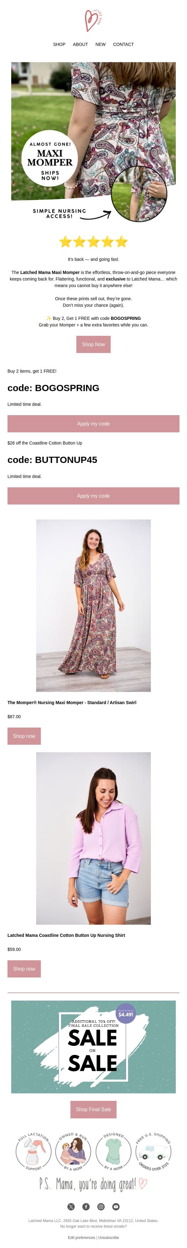 ⭐⭐⭐⭐⭐ Need more colors! email from Latched Mama screenshot