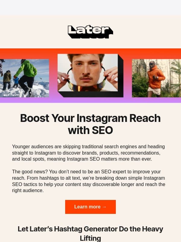 11 Tips to Improve Your Instagram SEO email from Later Linkin.bio