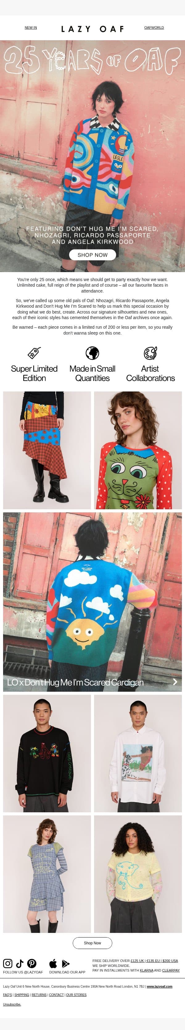Final Drop: 25 Years of Oaf 🎁 email from Lazy Oaf screenshot