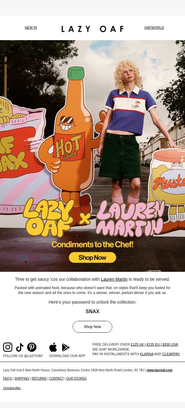 Early Access: Lazy Oaf X Lauren Martin 🥨 email from Lazy Oaf screenshot