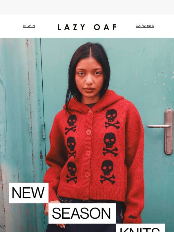 New Season Knitwear 🧶 email from Lazy Oaf