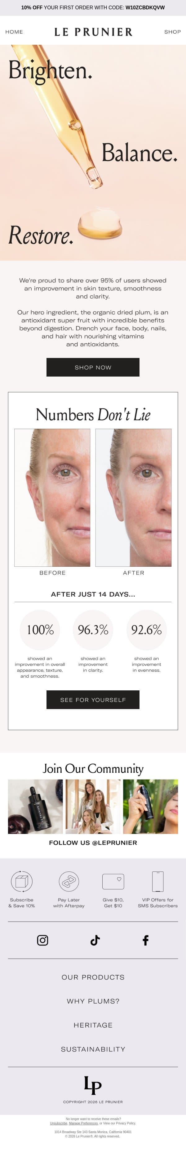 Glowing Skin in Just 14 Days ✨ email from Le Prunier screenshot