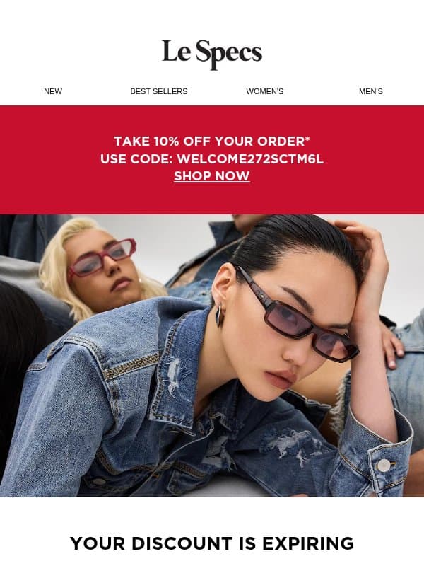10% Off Le Specs email from Le Specs
