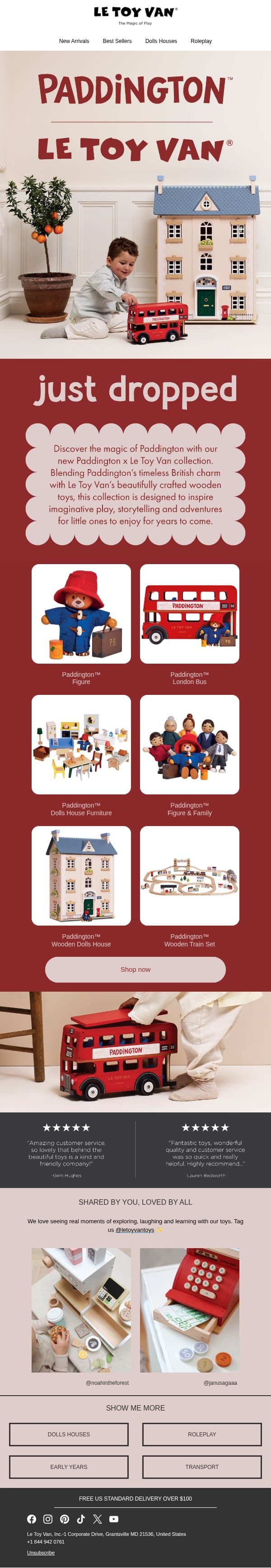 Paddington x Le Toy Van π»π email from Le Toy Van screenshot