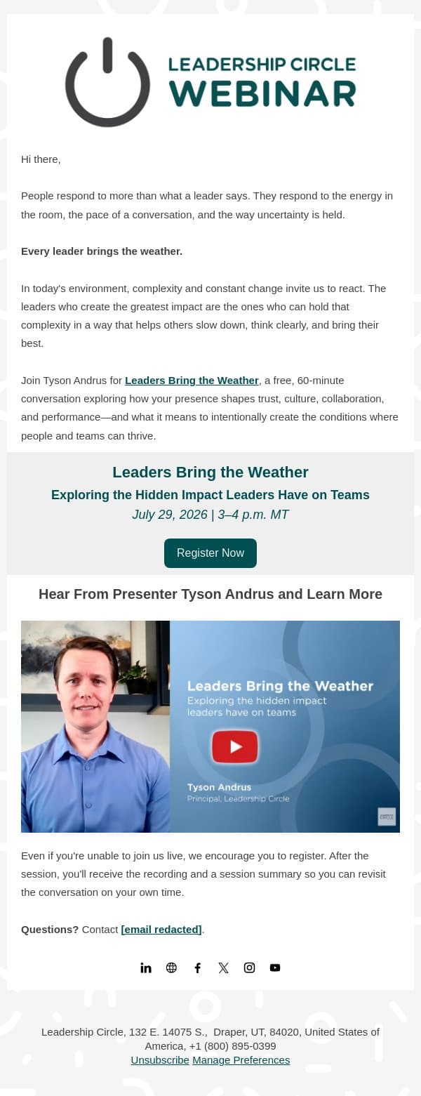 The Leadership You Don't Know You're Communicating email from Leadership Circle screenshot