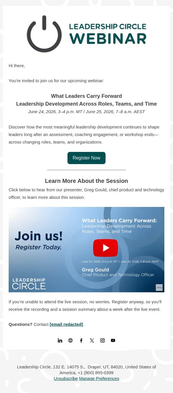 The Leadership Lessons That Travel With Us email from Leadership Circle screenshot