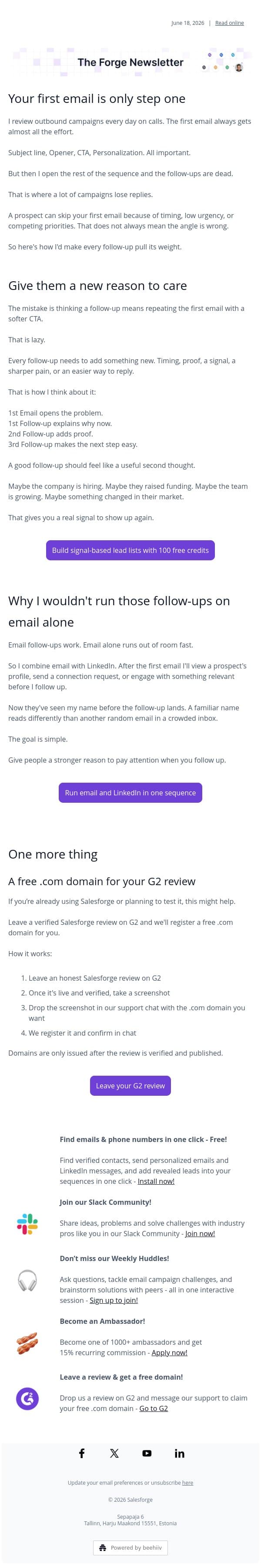 Honest answer please email from Leadsforge screenshot