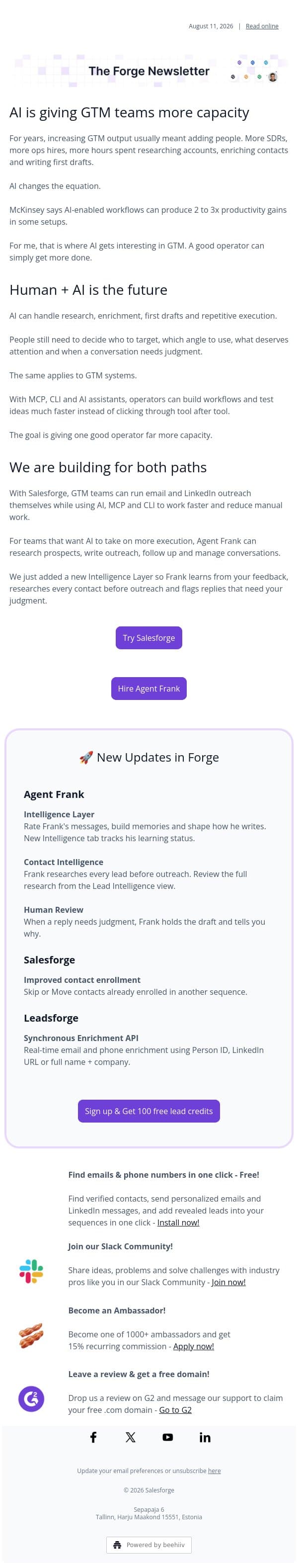 AI + Human > Human? email from Leadsforge screenshot