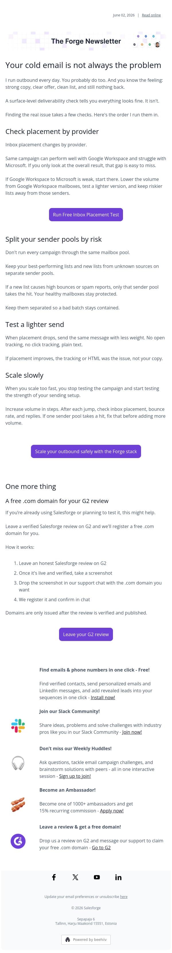 How I keep a campaign from flatlining email from Leadsforge screenshot