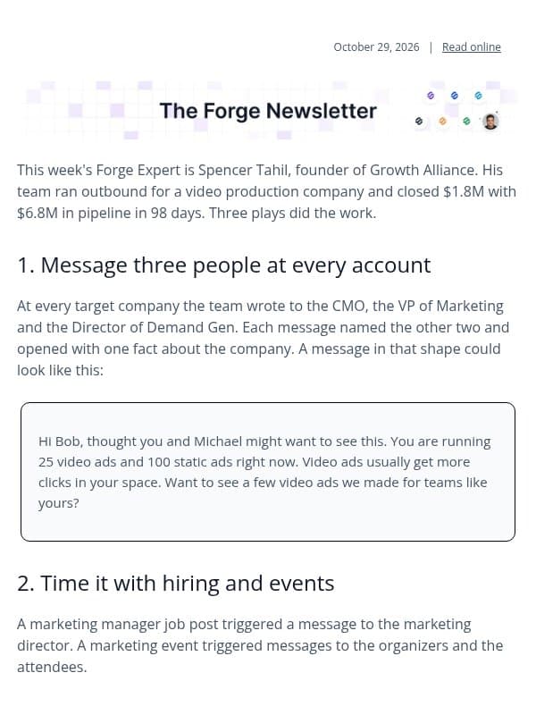 $1.8M closed in 98 days email from Leadsforge