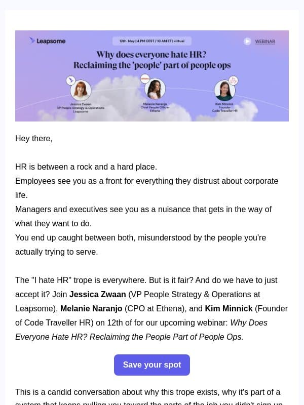 Why does everyone hate HR? We asked three People leaders. email from Leapsome