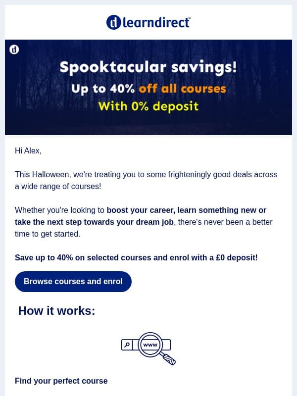Alex, We've Got a Treat for You! π email from learndirect