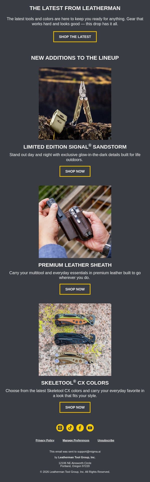 Latest From Leatherman email from Leatherman screenshot