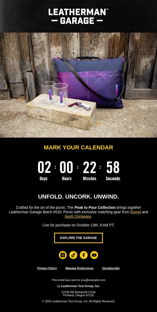 Getting Warmer: Garage Batch #010: Picnic email from Leatherman screenshot