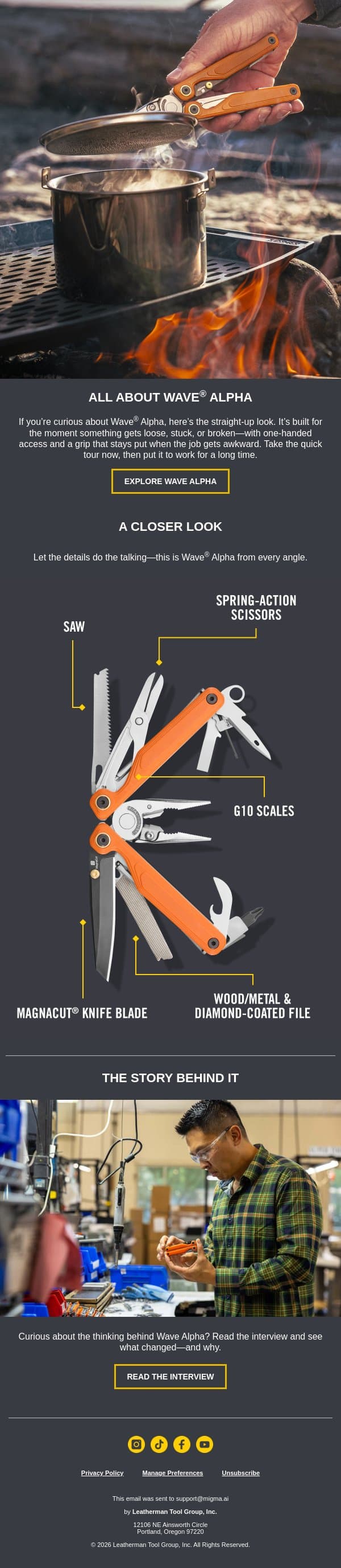 All About Wave® Alpha email from Leatherman screenshot