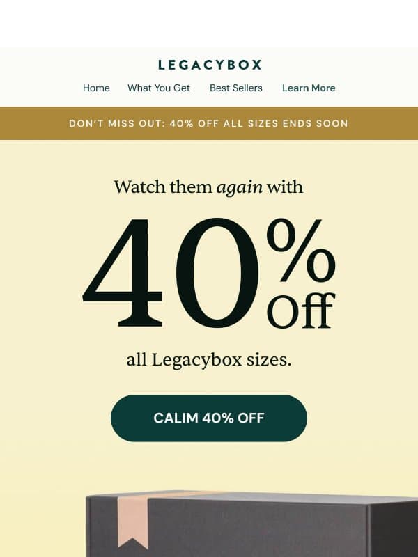 Time is running out to watch them again email from Legacybox