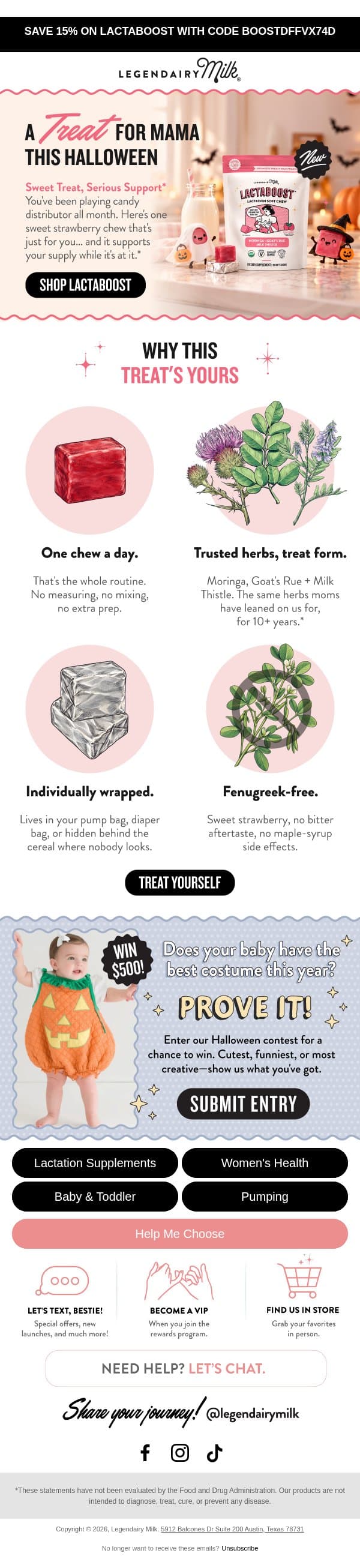 The treat you don't have to steal from their stash 🍭 email from Legendairy Milk screenshot
