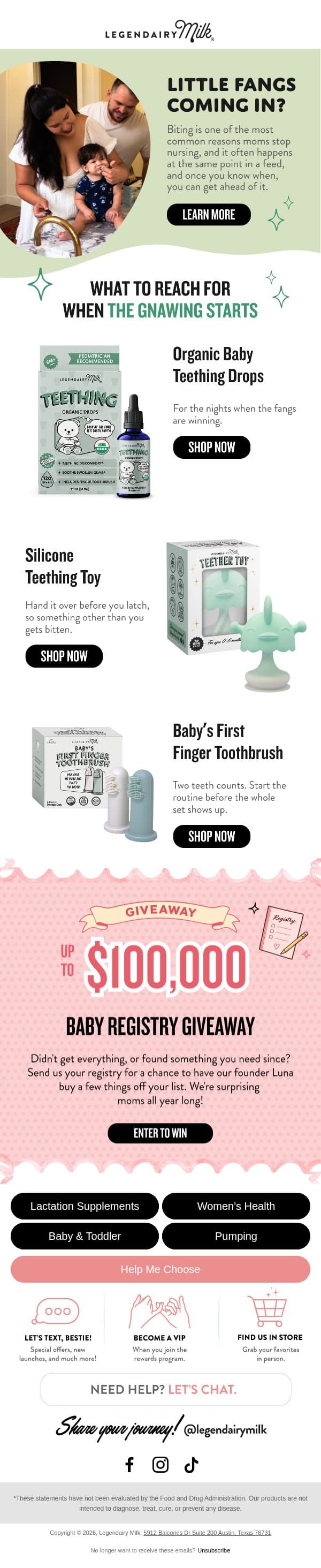 Tiny vampire at the breast? π§ email from Legendairy Milk screenshot