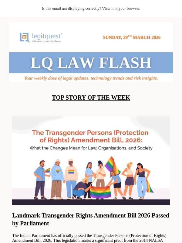 LQ Law Flash : This Week’s Legal, Technology and Risk Insights email from LegitQuest