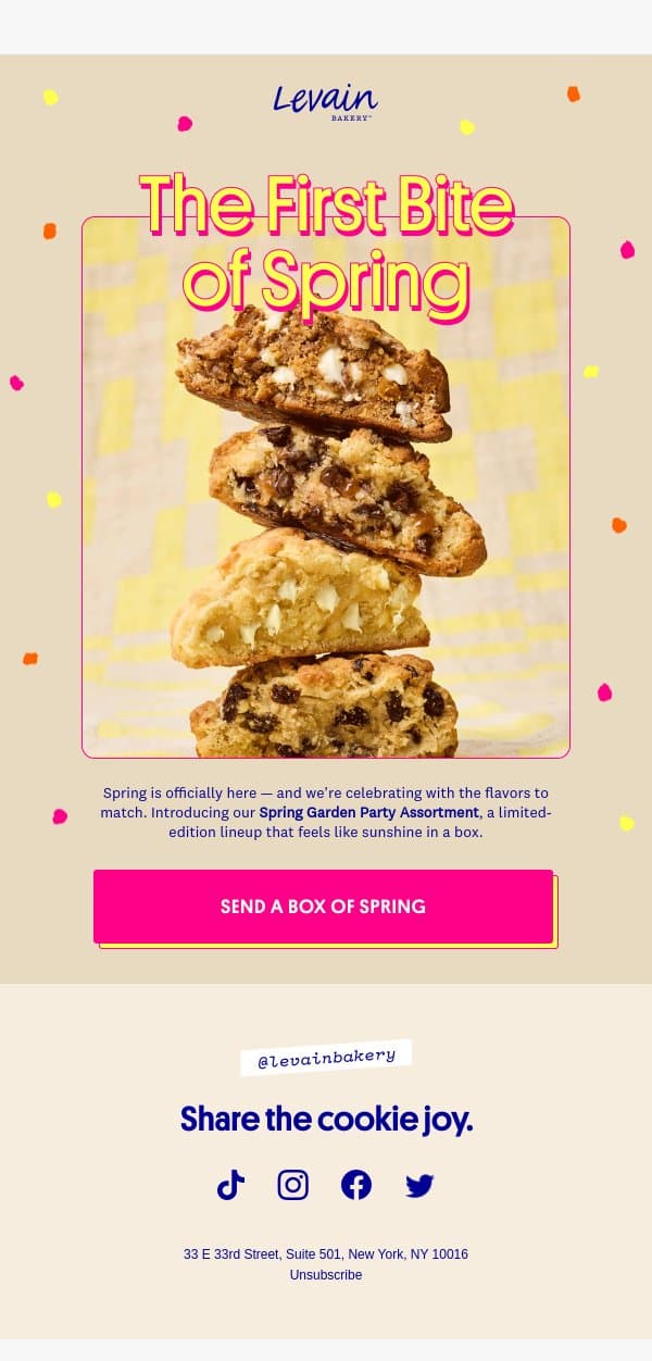 Spring has never tasted this good 🌸 email from Levain Bakery screenshot