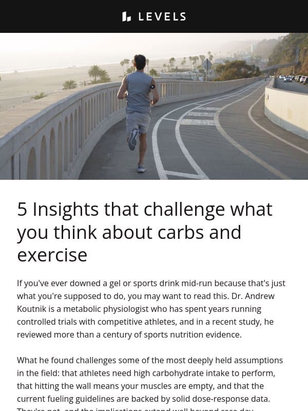 What research actually says about carbs and exercise email from Levels Health
