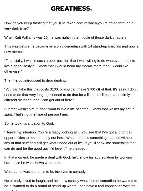 🙏 What Katt Williams Promised God When He Had Nothing email from Lewis Howes