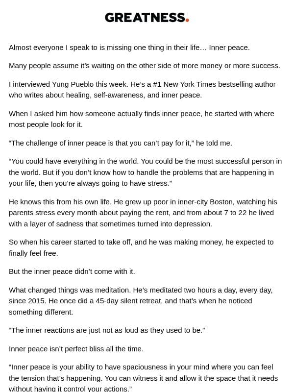 💸 You Can’t Pay For Inner Peace email from Lewis Howes