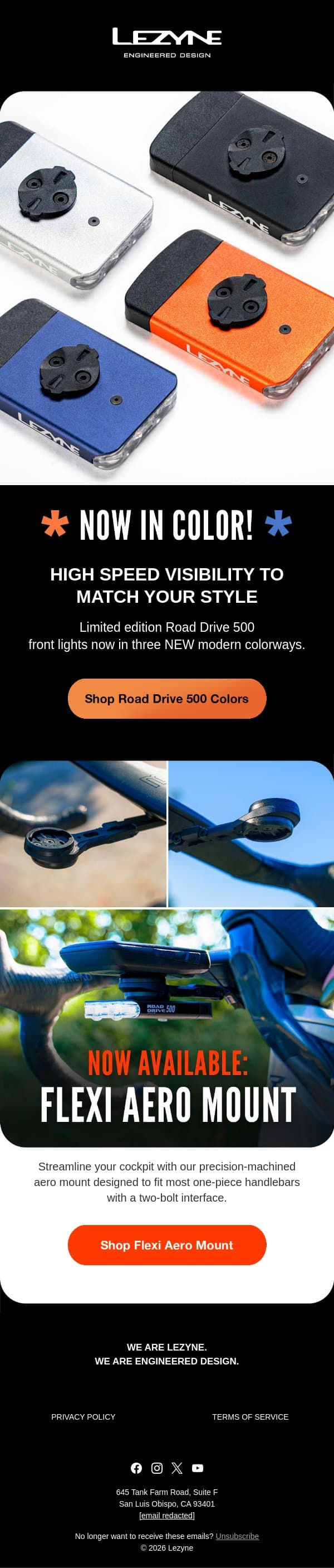 🚨Limited Edition: Road Drive 500 in Color! 🩶💙🧡 email from Lezyne screenshot