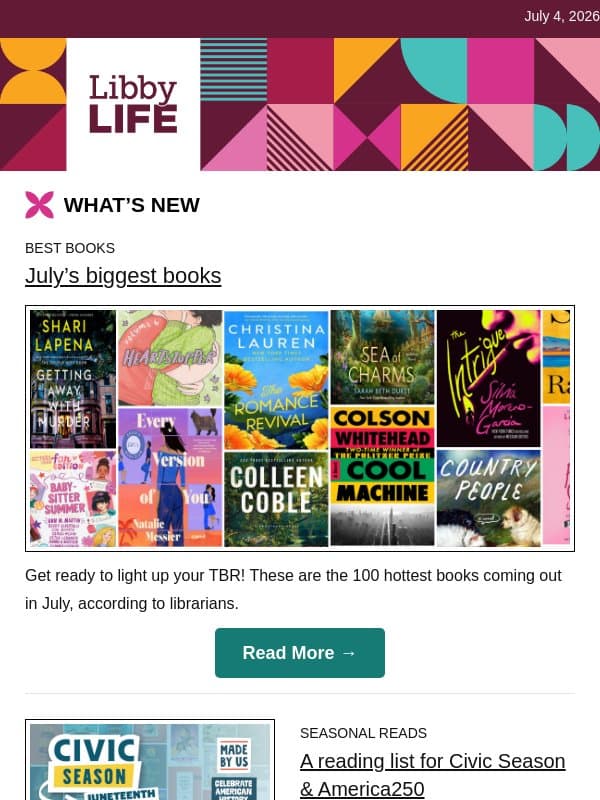 July’s biggest books are here email from Libby