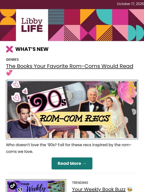 Throwback Vibes, Fresh Book News 📚 email from Libby