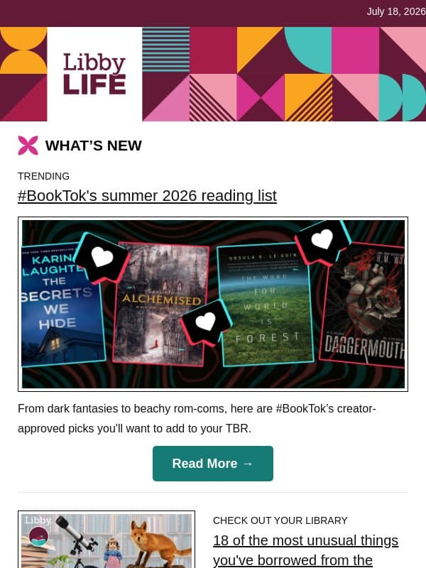 What's #BookTok reading? email from Libby