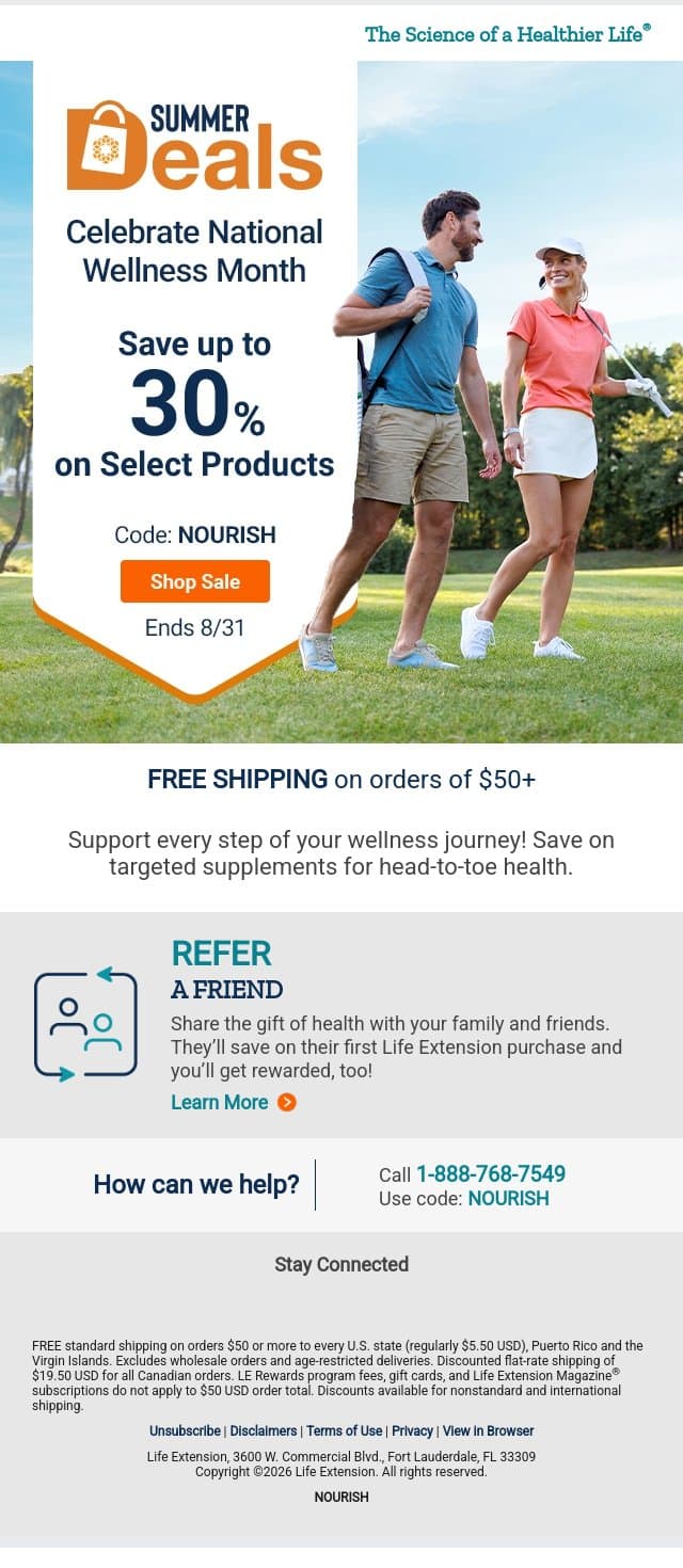🫵 (Up to 30% Off) Put YOUR Health First! email from Life Extension screenshot