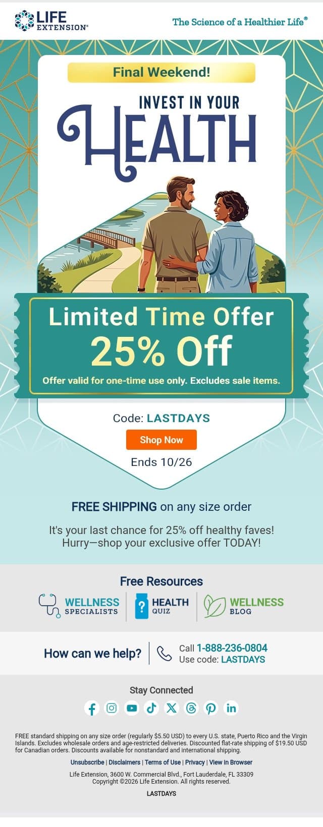 🕰️ (25% Off) Only DAYS Left to Save! email from Life Extension screenshot