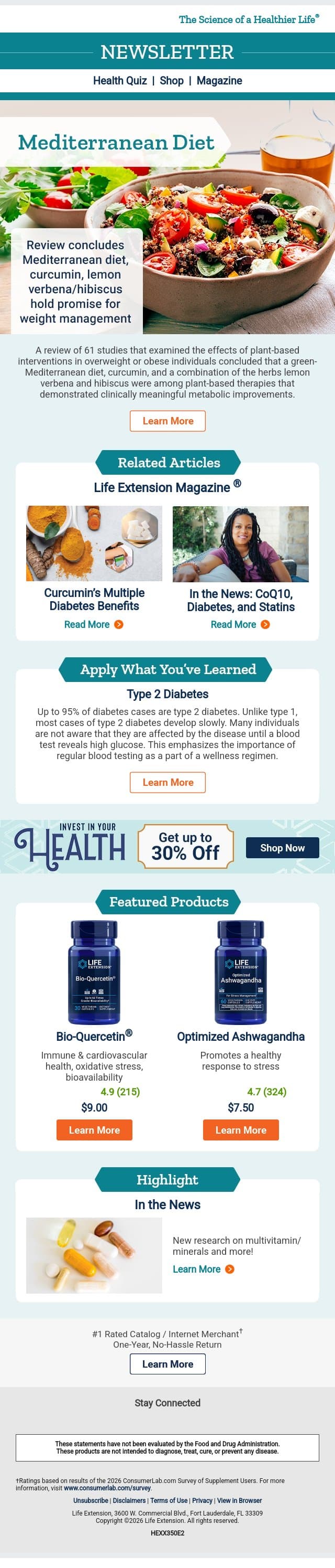 (🥦) Trying to Lose Weight? Eat Your Veggies! email from Life Extension screenshot