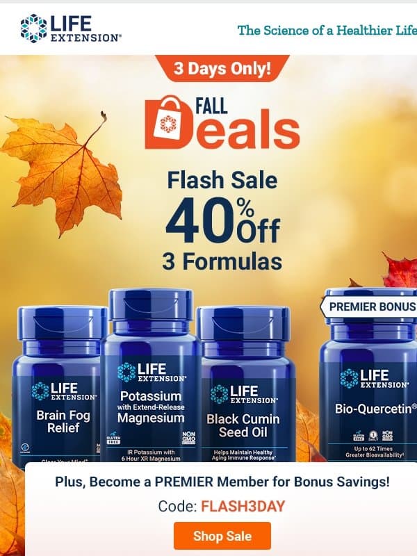 🍂 40% Off! Fall Flash Sale email from Life Extension