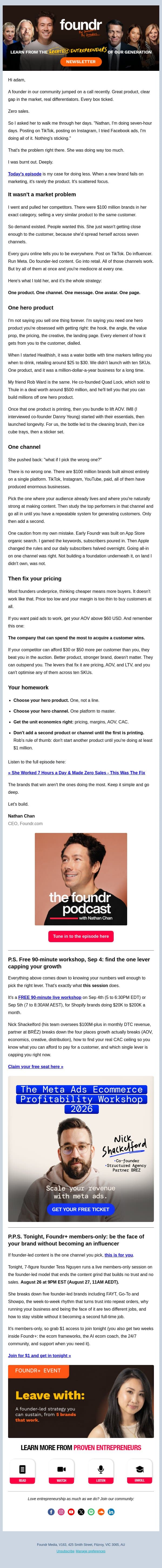 You're doing too much, adam! email from Life.Church Open Network screenshot