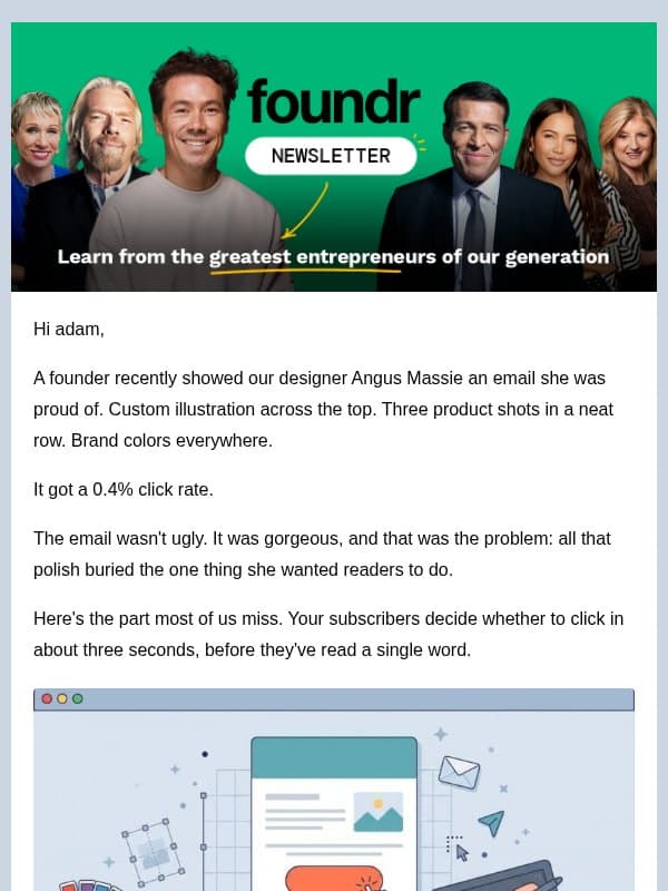 Her gorgeous email got a 0.4% click rate email from Life.Church Open Network