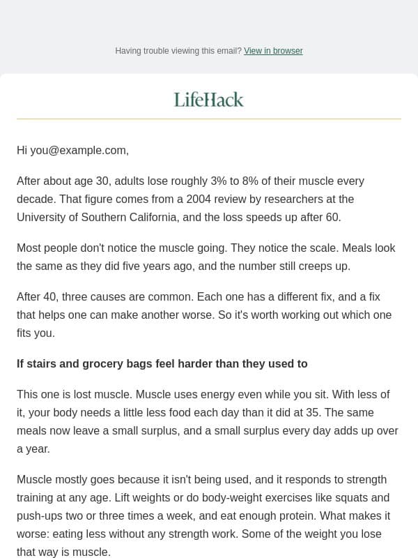same meals, more weight email from Lifehack