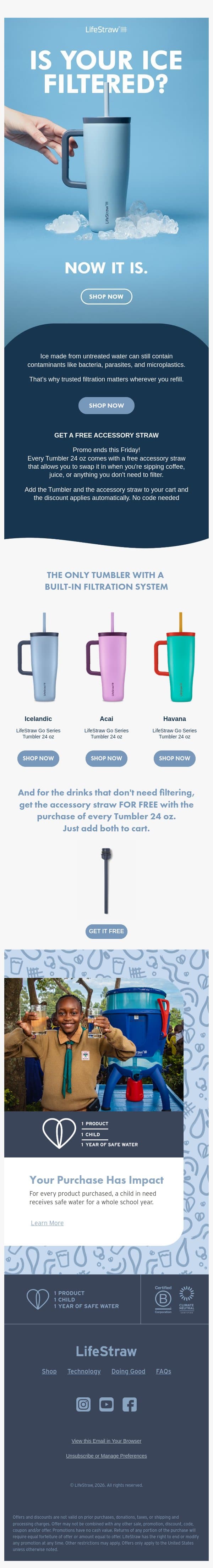 Last Days! Get a free accessory straw email from LifeStraw screenshot