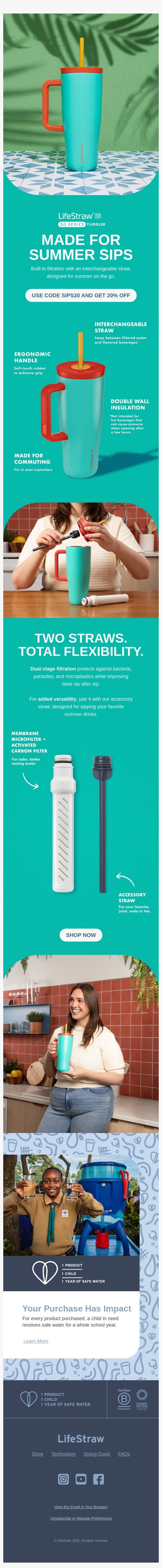 Use this code for 20% off email from LifeStraw screenshot