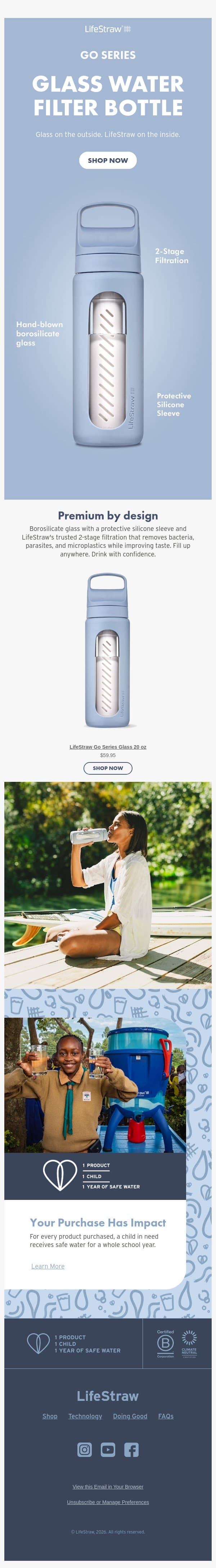 Your water deserves better than plastic email from LifeStraw screenshot
